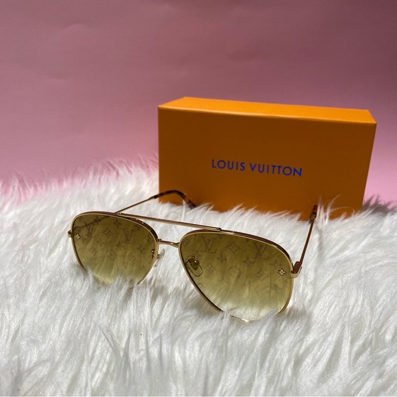 Louis Vuitton Gold-Tinted Aviator Sunglasses - Picture 1 of 5